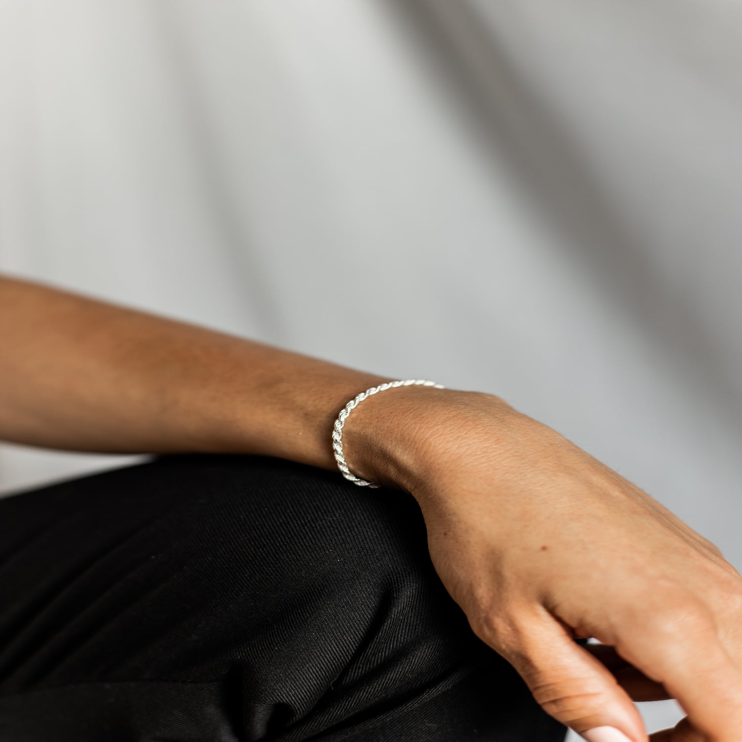 9ct White Gold Diamond Cut 60 Rope Chain Bracelet – Harper Kendall