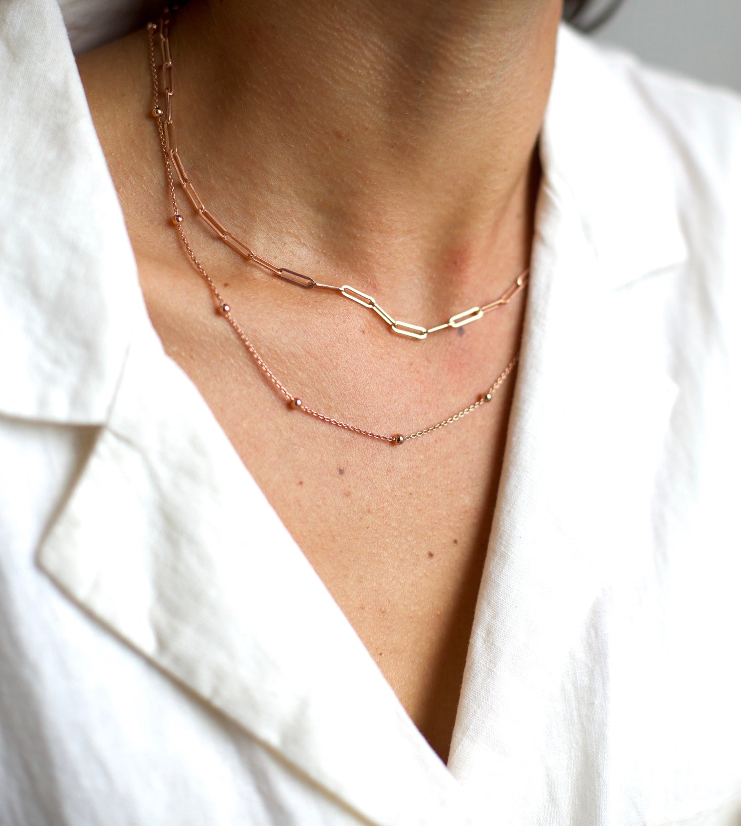 Beaded Fine Necklace | Rose