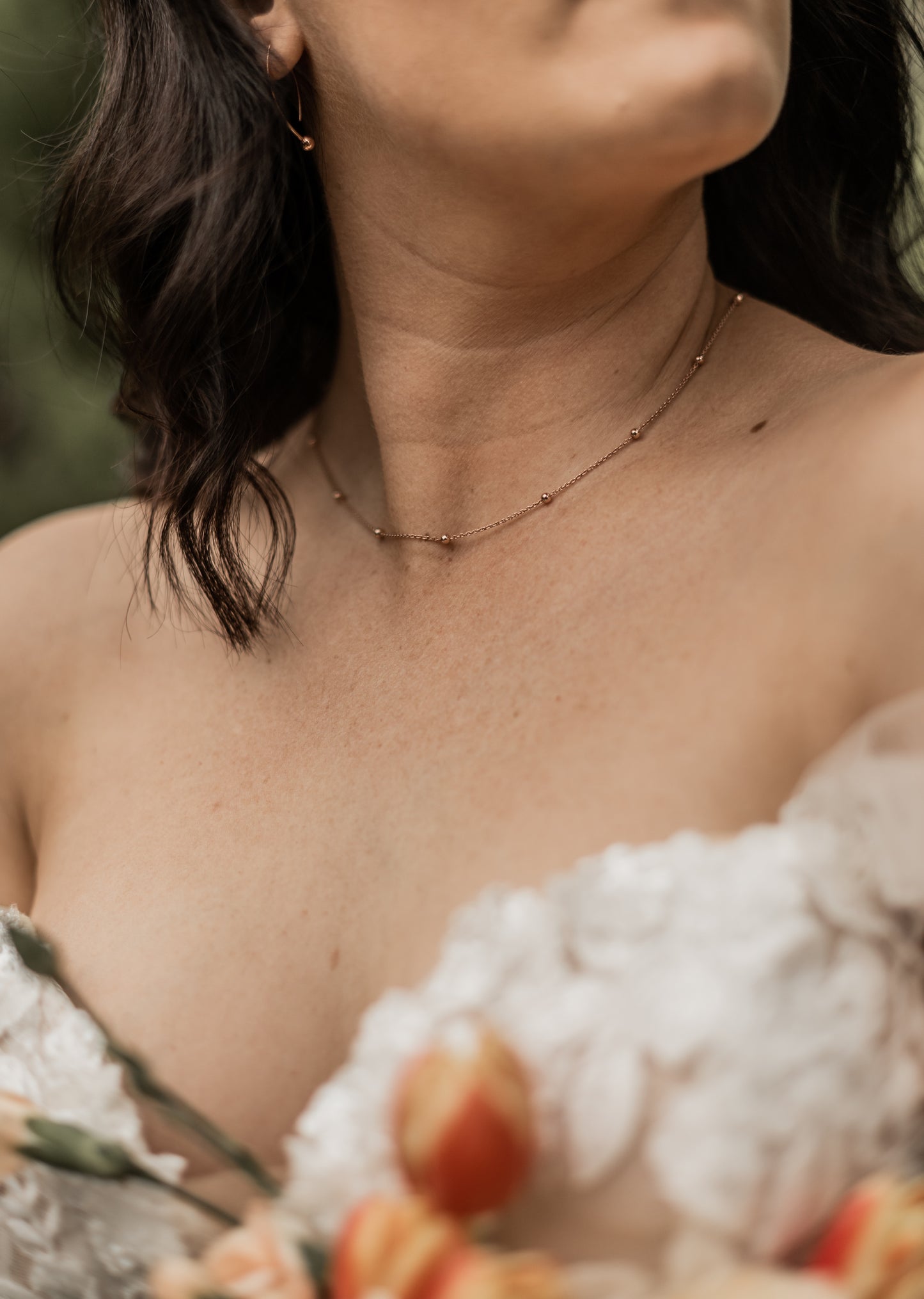 Beaded Fine Necklace | Rose