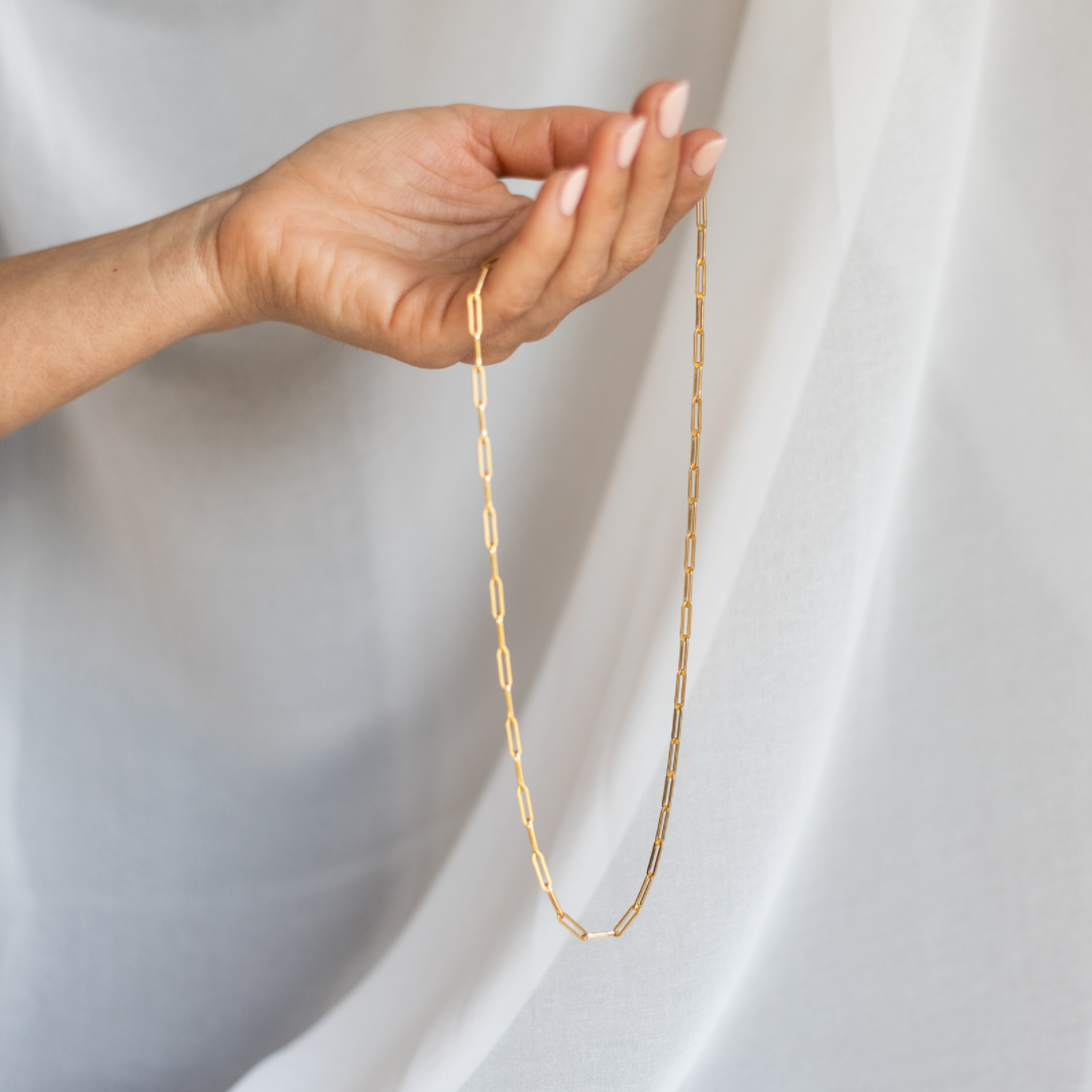 Bold Paperclip Chain Necklace| Gold