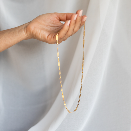 Bold Paperclip Chain Necklace| Gold