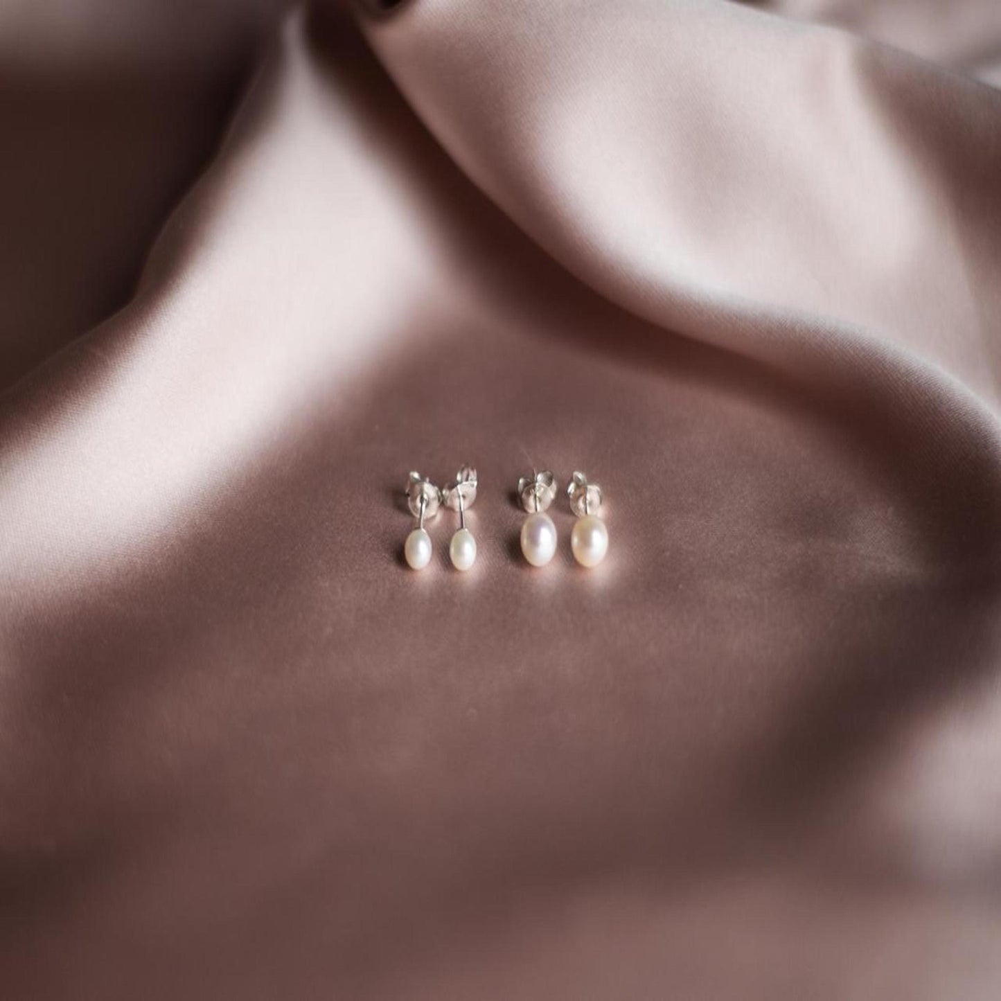 White Pearl Stud Earrings 4mm - 6mm